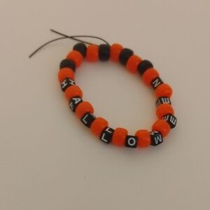 Kids Halloween Beaded Bracelet - Orange & Black